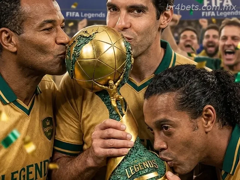 Jogadores comerando o trofeu da copa legends