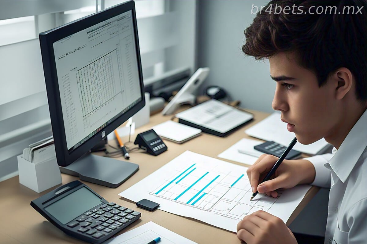 homem analisando o gráfico para apostas esportivas na br4bet