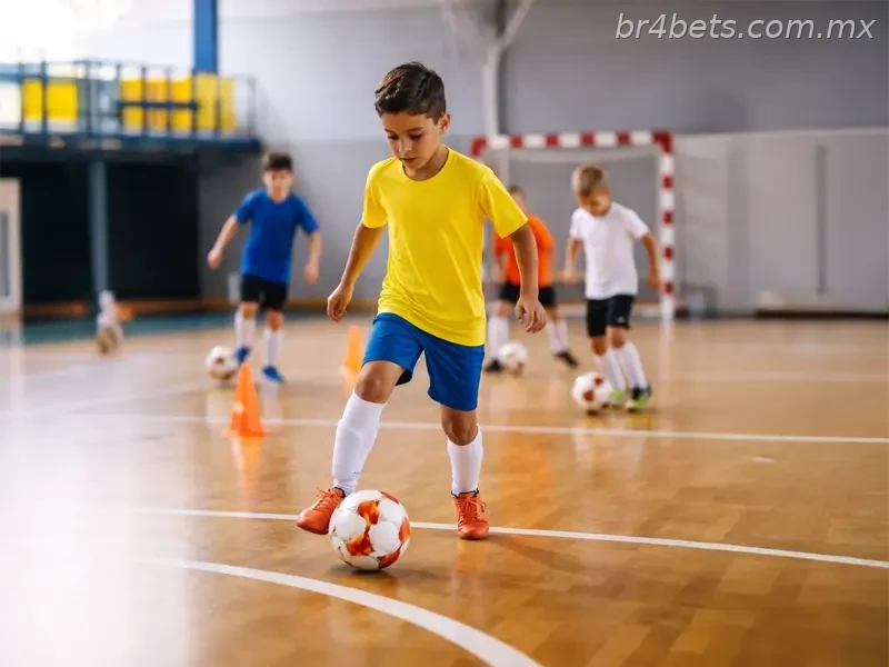 crianças jogando futsal