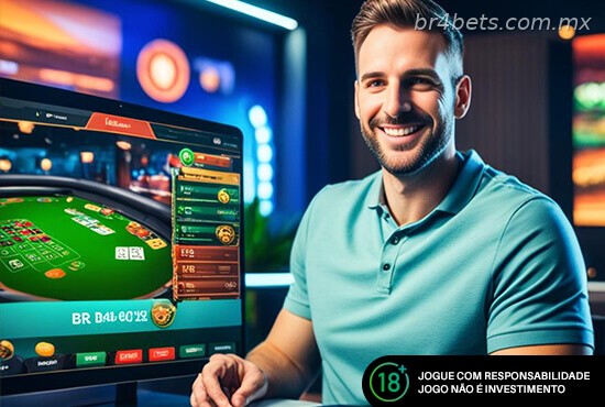 Homem feliz jogando na tela do computador